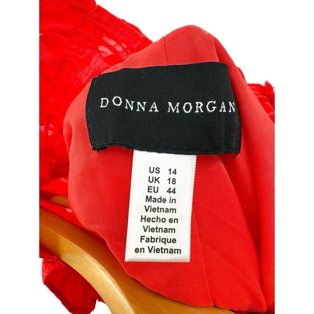 Donna Morgan Puff Sleeve Tiered Mini Dress Women's Size 14‎ Textured Dots